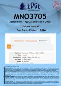 MNO3705 Assignment 1 &lpar;ANSWERS&rpar; Semester 1 2026 - DISTINCTION GUARANTEED