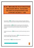 SCTE - BROADBAND TELECOMCENTER SPECIALIST &lpar;BTCS&rpar; - FACILITIES SECTION EXAM QUESTIONS AND ANSWERS GRADED A&plus; 2026