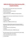 NURS 221 USFCA Exam Study Questions With Complete Solutions 