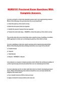 NURS101 Proctored Exam Questions With Complete Answers 
