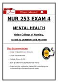 NUR 253 Exam 4 Mental Health &lpar;2026 &sol; 2027&rpar; PDF &vert; Galen College of Nursing