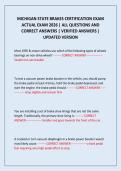 MICHIGAN STATE BRAKES CERTIFICATION EXAM ACTUAL EXAM 2026 &vert; ALL QUESTIONS AND CORRECT ANSWERS &vert; VERIFIED ANSWERS &vert; UPDATED VERSION