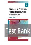 TEST BANK FOR Success in Practical&sol;Vocational Nursing&colon; From Student to Leader 10th Edition by Lisa Carroll&comma; Janyce L&period; Collier ISBN&colon; 978-0323810173 COMPLETE GUIDE ALL CHAPTERS COVERED 100&percnt; VERIFIED A&plus; GRADE ASSURED&excl;&excl;&excl;&excl;&excl;NEW LATEST UPDATE&excl;&excl;&excl;&excl;&excl;