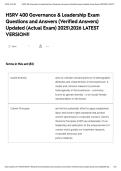 HSRV 400 Governance & Leadership Exam Questions and Answers &lpar;Verified Answers&rpar; Updated &lpar;Actual Exam&rpar; 20252026 LATEST VERSION&excl;&excl;