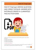 NHA PCT Final Exam VERIFIED QUESTIONS   AND CORRECT DETAILED  ANSWERS WITH  RATIONALES GRADED A&plus; GUARANTEED  PASS ACE YOUR EXAM 