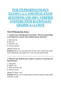 NUR 378 PHARMACOLOGY  EXAMS 1&comma; 2&comma; 3&comma; AND FINAL EXAM  QUESTIONS AND 100&percnt; VERIFIED  ANSWERS WITH RATIONALES  GRADED A&plus; LATEST