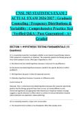 CNSL 503 STATISTICS EXAM 2 ACTUAL EXAM 2026&sol;2027 &vert; Graduate Counseling &vert; Frequency Distributions & Variability &vert; Comprehensive Practice Test &vert; Verified Q&A &vert; Pass Guaranteed - A&plus; Graded
