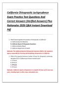 California Chiropractic Jurisprudence  Exam Practice Test Questions And  Correct Answers &lpar;Verified Answers&rpar; Plus  Rationales 2026 Q&A Instant Download  Pdf 