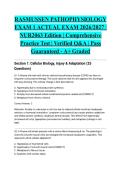 RASMUSSEN PATHOPHYSIOLOGY EXAM 1 ACTUAL EXAM 2026&sol;2027 &vert; NUR2063 Edition &vert; Comprehensive Practice Test &vert; Verified Q&A &vert; Pass Guaranteed - A&plus; Graded