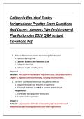 California Electrical Trades  Jurisprudence Practice Exam Questions  And Correct Answers &lpar;Verified Answers&rpar;  Plus Rationales 2026 Q&A Instant  Download Pdf 