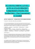 NCCER PLUMBING LEVEL 1 ACTUAL EXAM 2026&sol;2027 &vert; Comprehensive Practice Test &vert; Verified Q&A &vert; Pass Guaranteed - A&plus; Graded