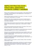 INSPECTOR PRACTICE EXAM &ndash; STRUCTURAL QUESTIONS & ACCURATE CORRECT ANSWERS