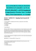 ACI CONCRETE FIELD TESTING TECHNICIAN GRADE I ACTUAL EXAM 2026&sol;2027 &vert; ASTM Standards &vert; Comprehensive Practice Test &vert; Verified Q&A &vert; Pass Guaranteed - A&plus; Graded