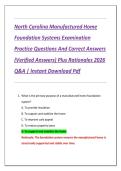 North Carolina Manufactured Home  Foundation Systems Examination  Practice Questions And Correct Answers  &lpar;Verified Answers&rpar; Plus Rationales 2026  Q&A &vert; Instant Download Pdf 