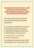 NSG 3450 Mental Health Nursing &ndash; Exam 1 Review Questions and Answers &ndash; Latest Updated 2026 Verified A&plus; Graded Real Exam Questions & Answers