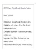 CRIS 303 Exam &ndash; Clinical Records Information Systems  ACTUAL EXAM ALL QUESTIONS AND CORRECT ANSWERS LATEST UPDATE THIS YEAR-JUST RELEASED
