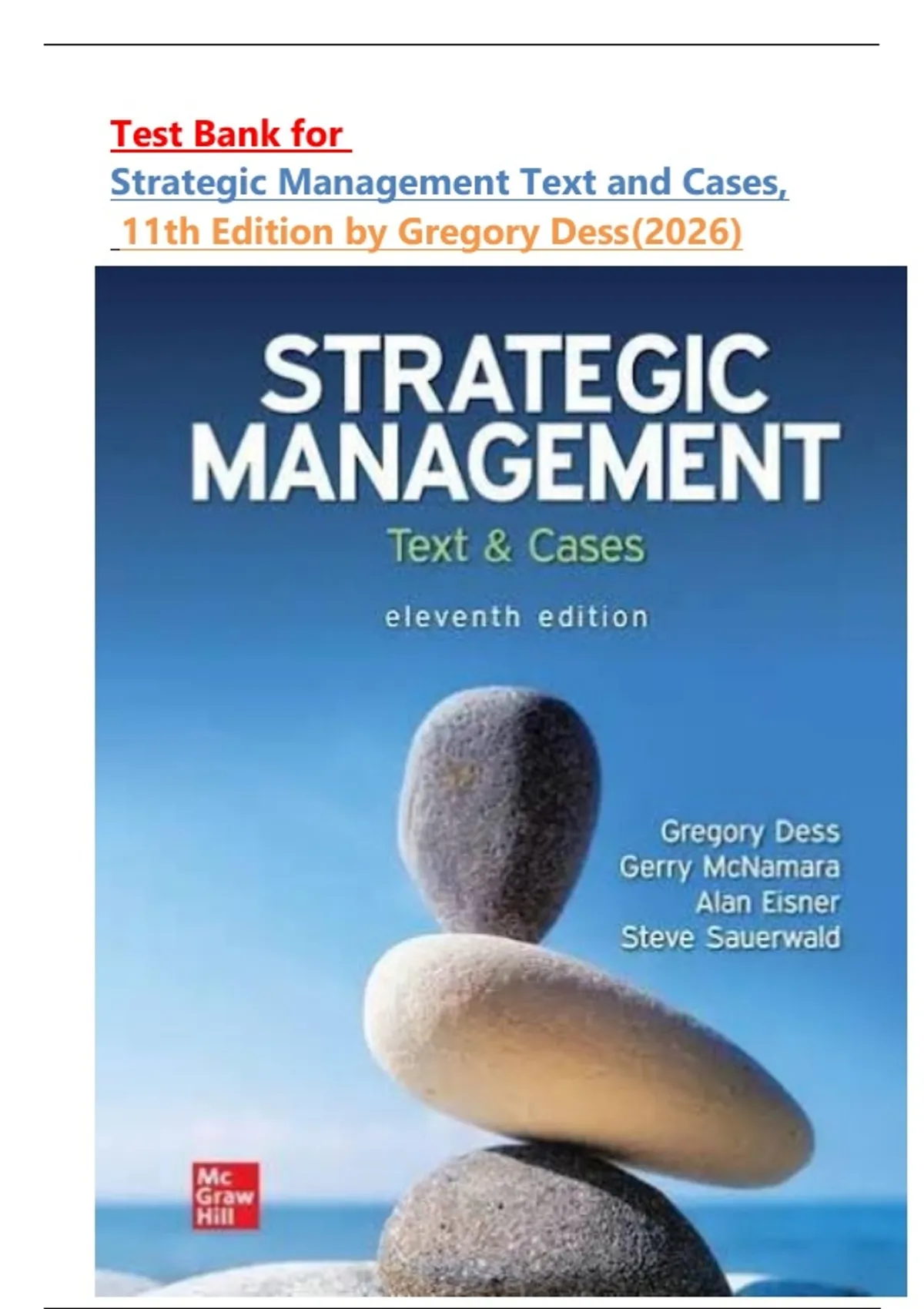 Test Bank for Strategic Management Text and Cases, 11th Edition by Gregory Dess| Latest Edition ...