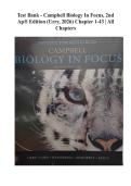 Test Bank - Campbell Biology in Focus&comma; 2nd AP&reg; Edition &lpar;Urry&comma; 2026&rpar; Chapter 1-43 &vert; All Chapters