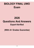UWO Biology Final Exam 2026 Study Guide &vert; Practice Questions & Answers