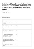 Florida Laws & Rules Chiropractic Board Exam Questions & Answers &vert; 100&percnt; Verified solutions &vert;Questions with Correct Answers 2026 latest update&excl;&excl;