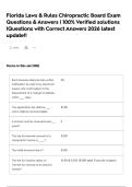 Florida Laws & Rules Chiropractic Board Exam Questions & Answers &vert; 100&percnt; Verified solutions &vert;Questions with Correct Answers 2026 latest update&excl;&excl;