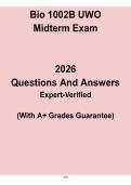 UWO Bio 1002B Midterm 2025 &vert; Exam Questions&comma; Answers & Study Guide