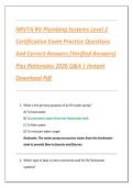 NRVTA RV Plumbing Systems Level 2  Certification Exam Practice Questions  And Correct Answers &lpar;Verified Answers&rpar;  Plus Rationales 2026 Q&A &vert; Instant  Download Pdf 