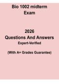 Bio 1002 Midterm 2026 Study Guide &vert; Exam Questions & Answers