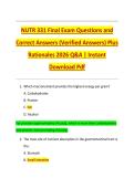 NUTR 331 Final Exam Questions and  Correct Answers &lpar;Verified Answers&rpar; Plus  Rationales 2026 Q&A &vert; Instant  Download Pdf
