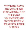 TEST BANK DAVIS ADVANTAGE FOR FUNDAMENTALS OF NURSING &lpar;2 VOLUME SET&rpar; 4TH EDITION JUDITH M&period; WILKINSON&comma; LESLIE S&period; TREAS