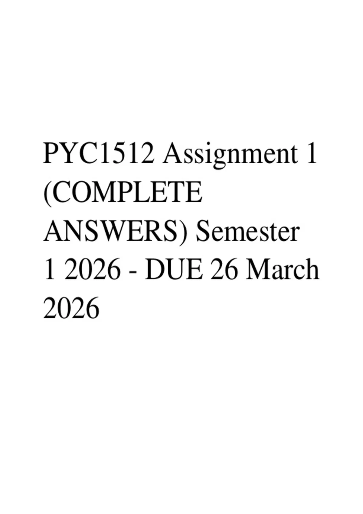 PYC1512 Assignment 1 (COMPLETE ANSWERS) Semester 1 2026 - DUE 26 March ...