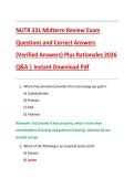 NUTR 331 Midterm Review Exam  Questions and Correct Answers  &lpar;Verified Answers&rpar; Plus Rationales 2026  Q&A &vert; Instant Download Pdf