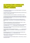 CA CONTRACTORS LICENSE EXAM PREP QUESTIONS & ACCURATE CORRECT ANSWERS 