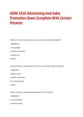 ADM 3326 Advertising And Sales Promotion Exam Complete With Correct Answers 2026&sol;2027