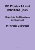CIE A-Level Physics Definitions 2026 PDF &ndash; Complete Cambridge Physics Key Terms & Exam Revision