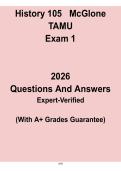 HIST 105 Exam 1 Study Guide &vert; TAMU McGlone Practice Questions