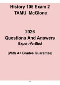 HIST 105 Exam 2 Study Guide 2026 &vert; TAMU McGlone Practice Questions