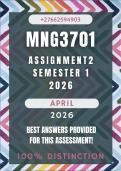MNG3701 Assignment 2 Semester 1 2026 Memo &vert;Due Date April 2026