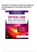 Test Bank For Critical Care Nursing&colon; Diagnosis and Management 10th Edition by Linda D&period; Urden &vert; All Chapters &vert; Latest 2026