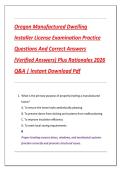 Oregon Manufactured Dwelling  Installer License Examination Practice  Questions And Correct Answers  &lpar;Verified Answers&rpar; Plus Rationales 2026  Q&A &vert; Instant Download Pdf
