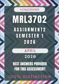 MRL3702 Assignment 2 Semester 1 2026 Memo &vert;Due Date April 2026