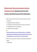Rhode Island Telecommunications System Technician Exam Questions And Correct Answers &lpar;Verified Answers&rpar; Plus Rationales 