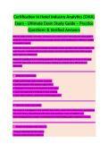 CERTIFICATION IN HOTEL INDUSTRY ANALYTICS COMPLETE EXAM STUDY GUIDE 2026&sol;2027 WITH VERIFIED QUESTIONS AND ANSWERS