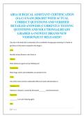 ABSA SURGICAL ASSISTANT CERTIFICATION  &lpar;SA-C&rpar; EXAM 2026&sol;2027 WITH ACTUAL  CORRECT QUESTIONS AND VERIFIED  DETAILED ANSWERS &vert;CURRENTLY TESTING  QUESTIONS AND SOLUTIONS&vert;ALREADY  GRADED A&plus;&vert;NEWEST &vert;BRAND NEW  VERSION&vert;JUST RELEASED&excl;&excl; 
