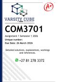 COM3701 Assignment 1 &lpar;DETAILED ANSWERS&rpar; Semester 1 2026 - DISTINCTION GUARANTEED 