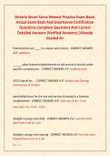 Ontario Smart Serve Newest Practice Exam Bank&comma;  Actual Exam Bank And Smartserve Certification  Questions Complete Questions And Correct  Detailed Answers &lpar;Verified Answers&rpar; &vert;Already  Graded A&plus;