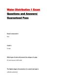 Water Distribution 1 Exam Questions and Answers&vert; Guaranteed Pass