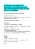 LICENSING REQUIREMENTS - CALIFORNIA CONTRACTORS &lpar;LAW AND BUSINESS&rpar; EXAM QUESTIONS & VERIFIED ANSWERS