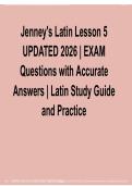 Jenney&rsquo;s Latin Lesson 5 UPDATED 2026 &vert; Exam Questions with Accurate Answers &vert; Latin Study Guide