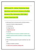 NETA Level III &ndash; Senior Technician Exam  Questions and Correct Answers &lpar;Verified  Answers&rpar; Plus Rationales 2026 Q&A &vert;  Instant Download Pdf